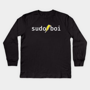 sudo boi. A funny design perfect for unix and linux users, sysadmins or anyone in IT support Kids Long Sleeve T-Shirt